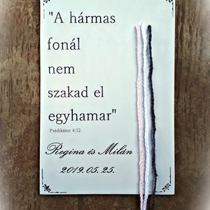 Kötélceremónia, esküvő ,egyházi, polgári ceremónia, világos szürke,fa szöveges falikép, nászajándék,szerelem, életfonal -  - Meska.hu