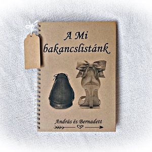 Pénzátadó bakancslista esküvőre belül borítékkal, nászajándék, golyóstollal,napló,jegyzetfüzet, névre szóló  -  - Meska.hu
