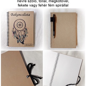 Bakancslista napló, álomfogó, jegyzetfüzet,rusztikus stílusban, névre szóló- A5 méret, könyv - otthon & életmód - papír, írószer - jegyzetfüzet & napló - Meska.hu