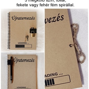 Újratervező, újragondoló napló, Loading mintával , jegyzetfüzet, A5 méret, emlékkönyv - otthon & életmód - papír, írószer - jegyzetfüzet & napló - Meska.hu