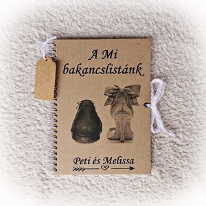 Pénzátadó bakancslista esküvőre belül borítékkal, nászajándék, golyóstollal,napló,jegyzetfüzet, névre szóló  -  - Meska.hu