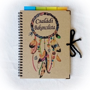 Családi bakancslista napló,nyomtatott lapokkal,ajándék golyóstollal,álomfogó,füzet, jegyzetfüzet,rusztikus ,A5 méret 2. - karácsony - karácsonyi ajándékozás - Meska.hu