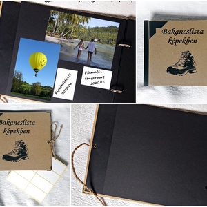 Bakancslista beragasztós fényképalbum,rusztikus stílusban, gyűrűs mappa, fekete lapokkal, fotó album - otthon & életmód - papír, írószer - album & fotóalbum - Meska.hu