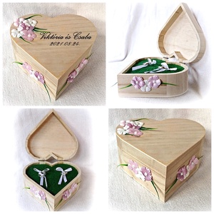 Szív alakú gyűrűtartó natúr fadoboz, esküvő - esküvő - kiegészítők - gyűrűtartó & gyűrűpárna - Meska.hu