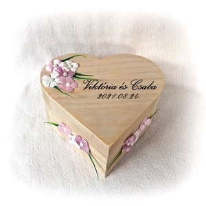 Szív alakú gyűrűtartó natúr fadoboz, esküvő - esküvő - kiegészítők - gyűrűtartó & gyűrűpárna - Meska.hu