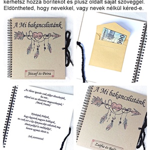 Bakancslista pároknak,esküvőre, pénzátadó borítékkal is kérhető,nászajándék,napló, beragsztós fényképalbum, névre szóló  - esküvő - emlék & ajándék - nászajándék - Meska.hu