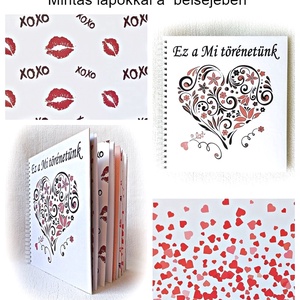 Szerelmes  fényképalbum, színes, mintás és hófehér lapokkal, album, esküvő, karácsonyi ajándék, évforduló,eljegyzés - otthon & életmód - papír, írószer - album & fotóalbum - Meska.hu