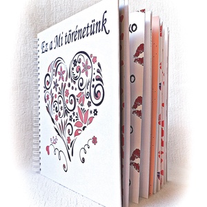 Szerelmes  fényképalbum, színes, mintás és hófehér lapokkal, album, esküvő, karácsonyi ajándék, évforduló,eljegyzés - otthon & életmód - papír, írószer - album & fotóalbum - Meska.hu