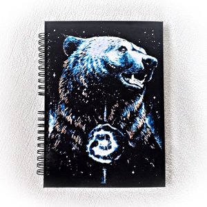 Medve mintás keményfedeles napló, jegyzetfüzet, emlékkönyv, totem állat, indián, A5, notesz, horoszkóp - Meska.hu