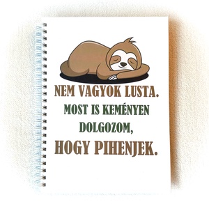 Lajhár mintás keményfedeles napló, jegyzetfüzet, emlékkönyv, feliratos, vicces, humoros, tréfás - Meska.hu