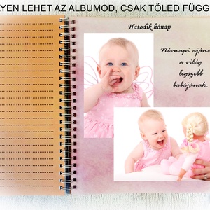 Lányos baba beragsztós fényképalbum,nyomtatott és mintás lapokkal,névvel,keresztelő, névadó, babalátogatás, gyermekáldás - otthon & életmód - papír, írószer - album & fotóalbum - Meska.hu