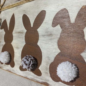 Húsvéti  nyuszis falikép, dísz, ajtókopogtató - otthon & életmód - dekoráció - kép & falikép - fából készült kép - Meska.hu