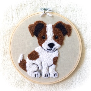 Jack Russell terrier,  kutyás gyerekszoba fonal falikép, babaszoba, Otthon & Életmód, Babaszoba, gyerekszoba, Babaszoba dekoráció, Hímzés, Kötés, MESKA