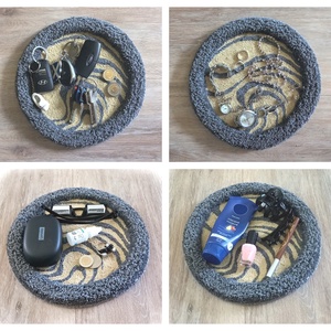 Fonal tálka, tároló modern mintával, divatos színekkel, ékszertartó, telefontartó, kulcstartó, rendszerező - ékszer - ékszertartó - ékszertartó tál - Meska.hu