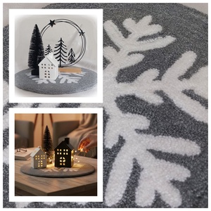 Hópellyel díszített asztali szőnyeg, bútorvédő,  mécsestartó, adventi koszorú alá, karácsonyi díszekhez, dekoráció       - Meska.hu