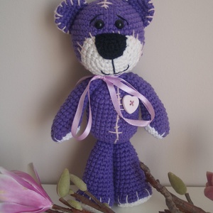 Kedves horgolt lila maci! -  - Meska.hu