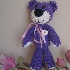 Kedves horgolt lila maci! -  - Meska.hu