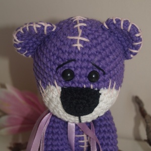 Kedves horgolt lila maci! -  - Meska.hu