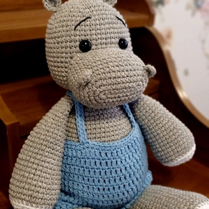 Amigurumi szürke víziló  - játék & sport - plüssállat & játékfigura - más figura - Meska.hu