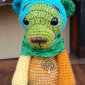 Amigurumi vintage színes maci - játék & sport - plüssállat & játékfigura - maci - Meska.hu