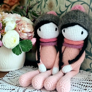 Vintage nagy méretű amigurumi iker babák - játék & sport - plüssállat & játékfigura - ember - Meska.hu