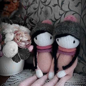 Vintage nagy méretű amigurumi iker babák - játék & sport - plüssállat & játékfigura - ember - Meska.hu