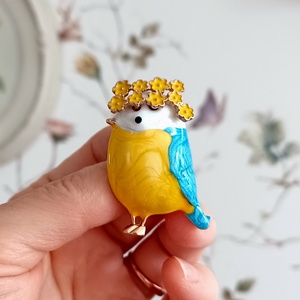 Gyönyörű zománcozott madárka kitűző  - ékszer - kitűző és bross - Meska.hu