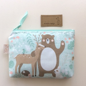 Maci és Bambi mintás, pasztell irattartó, pénztárca - Artiroka design -  - Meska.hu