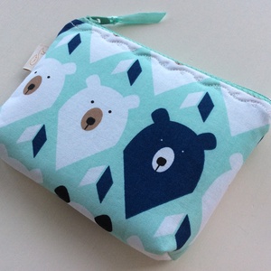 Maci és Panda maci mintás menta színű irattartó,  pénztárca - Artiroka design -  - Meska.hu
