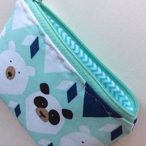 Maci és Panda maci mintás menta színű irattartó,  pénztárca - Artiroka design -  - Meska.hu