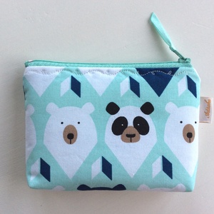 Maci és Panda maci mintás menta színű irattartó,  pénztárca - Artiroka design -  - Meska.hu
