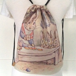 Beatrix Potter, nyuszi család mintás gymbag hátizsák, tornazsák -  Artiroka design -  - Meska.hu
