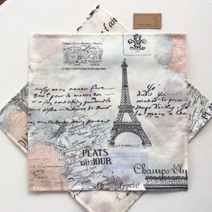 Párizs hangulat - Eiffel torony mintás zsebkendő vagy szalvéta szett - NoWaste -  - Meska.hu