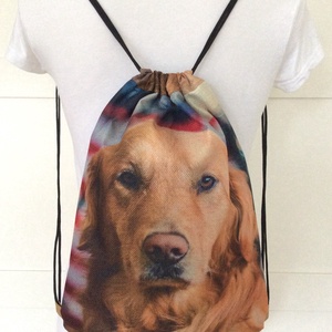Golden retriever  kutya mintás, vízlepergetős gymbag hátizsák, edzéshez, úszáshoz, kiránduláshoz- Artiroka design -  - Meska.hu