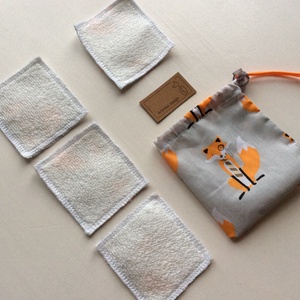 Róka - Móka arctisztító párna csomag, bambusz frottír és pamut textil felhasználásával, hordozó zsákkal- NoWaste  -  - Meska.hu