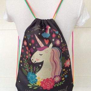 Unikornis mintás gymbag hátizsák, tornazsák edzéshez, úszáshoz, kiránduláshoz - Artiroka design -  - Meska.hu