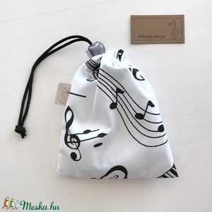 Zene, hangjegy mintás arctisztító párna szett, bambusz frottír és pamut textil felhasználásával -Artiroka design -  - Meska.hu