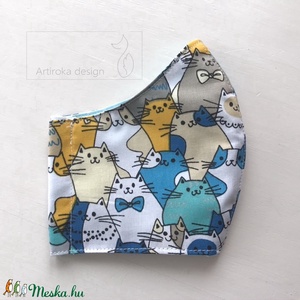Cica mintás arcmaszk, szájmaszk, maszk-   Artiroka design -  - Meska.hu