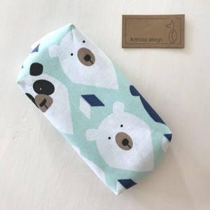 Mackó mintás papírzsebkendő tartó türkiz színben - Artiroka design -5 -  - Meska.hu