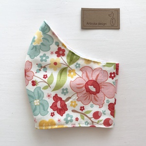 Virág  mintás  prémium pamut textil arcmaszk, szájmaszk, maszk -  Artiroka design -  - Meska.hu