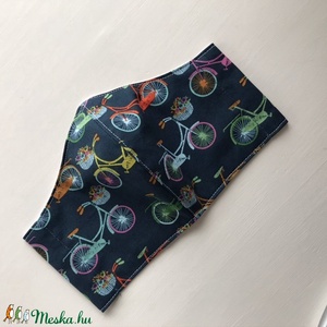 Bicikli mintás sötétkék arcmaszk, szájmaszk, maszk - Artiroka design leírása -  - Meska.hu