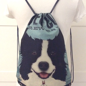 Border collie - kutya mintás, vízlepergetős gymbag hátizsák, edzéshez, úszáshoz, kiránduláshoz - Artiroka design -  - Meska.hu
