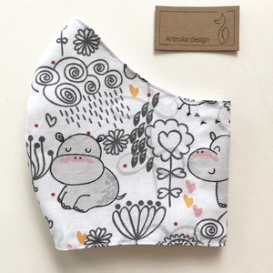 Nyári rét mintás fehér színű,  pamut arcmaszk, szájmaszk, maszk, gyerekmaszk - Artiroka design -  - Meska.hu
