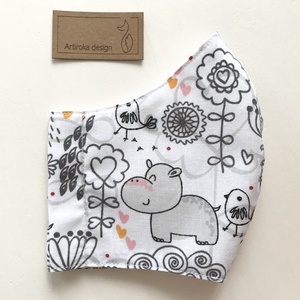 Nyári rét mintás fehér színű,  pamut arcmaszk, szájmaszk, maszk, gyerekmaszk - Artiroka design -  - Meska.hu