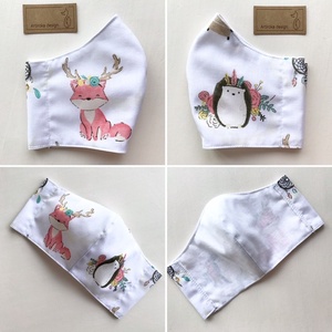 Róka és süni mintás gyerek arcmaszk, szájmaszk, maszk, arcmaszk, szájmaszk, gyerekmaszk - Artiroka design -  - Meska.hu