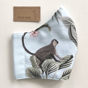 Prémium pamut textil, maki majom mintás arcmaszk, szájmaszk, maszk - Artiroka design - gyerek - gyerek - Meska.hu