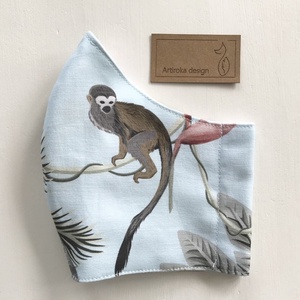 Prémium pamut textil, maki majom mintás arcmaszk, szájmaszk, maszk - Artiroka design - gyerek - gyerek - Meska.hu