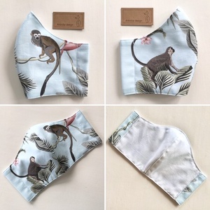 Prémium pamut textil, maki majom mintás arcmaszk, szájmaszk, maszk - Artiroka design - gyerek - gyerek - Meska.hu