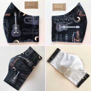 Gitár és kotta mintás, prémium arcmaszk, szájmaszk, maszk - koncert - zene - Artiroka design - férfi & uniszex - férfi & uniszex - Meska.hu