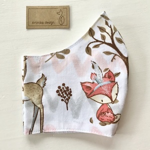 Róka és őzike mintás arcmaszk, szájmaszk, maszk, - M MÉRETBEN - Artiroka design - gyerek - gyerek - Meska.hu